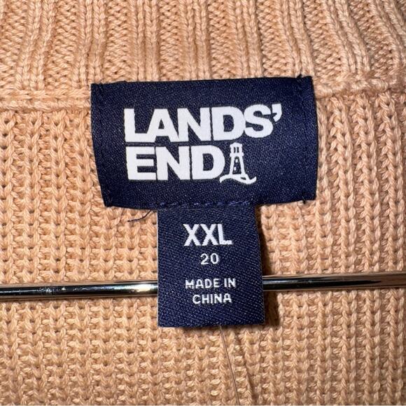 NWT Lands’ End 1/4 zip Mock Neck Sweater Tan Striped Women’s size 20 (XXL) - Picture 5 of 6